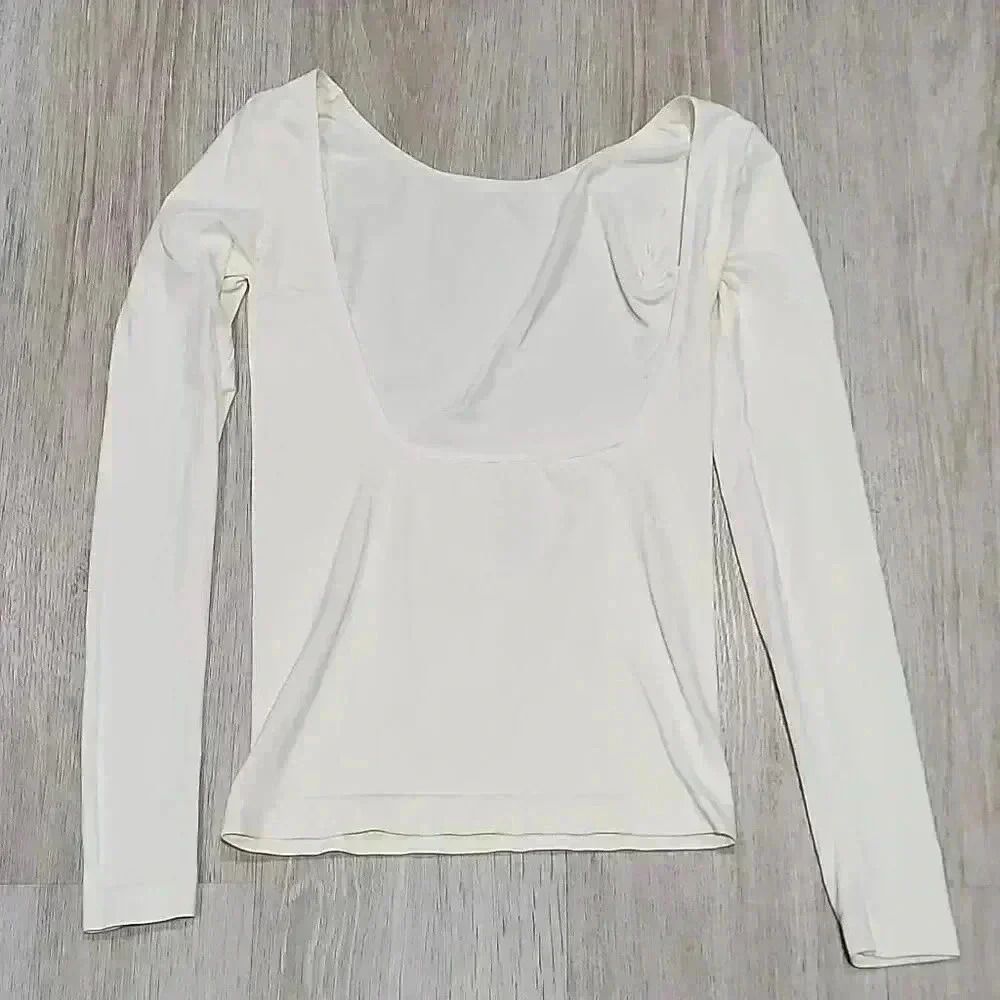 Intimately Free People Women's Long Sleeve Square Back Top Cream Size XS/S NWOT - Picture 4 of 5